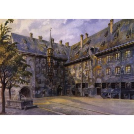 Plakat „Der Innenhof der Alten Residenz in München“ - Gemälde Adolf Hitlers