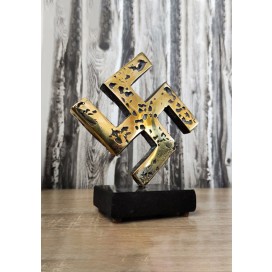 Tisch-Hakenkreuz (12 cm) aus Bronze mit Sockel aus Granit