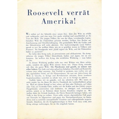 Ley, Dr. Robert: Roosevelt verrät Amerika!