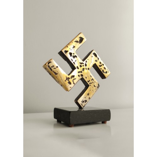 Tisch-Hakenkreuz (12 cm) aus Bronze mit Sockel aus Granit