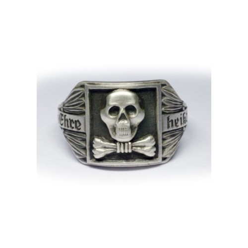Ring "Meine Ehre heißt Treue" mit Totenkopf und gekreuzten Knochen