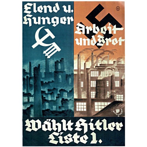 Plakat „Elend und Hunger - Arbeit und Brot"