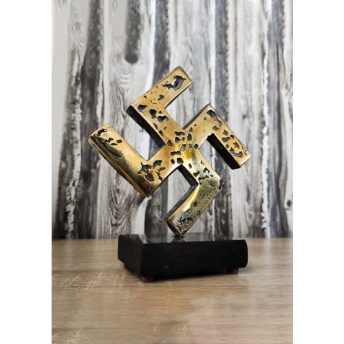 Tisch-Hakenkreuz (12 cm) aus Bronze mit Sockel aus Granit